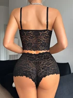 Ensemble de lingerie d'hiver pour femmes, sans doublure, en dentelle, soutien-gorge sexy sans armatures à découpes, culotte respirante 3