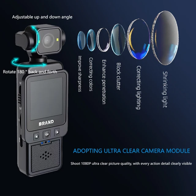 1080P WiFi Sports Wearable Camera Travel Bicycle Driver Recorder Mini Sports Camera Anti-Shake 360° for Motorcycle and Vlogging
