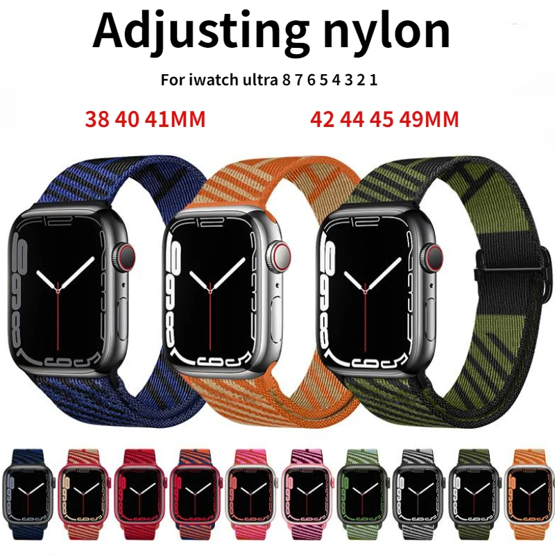 

Nylon strap For Apple watch Ultra 49mm 8 7 45mm 41mm Adjustable braided replacement wristband For iwatch 6 5 4 SE 44mm 42mm 40mm