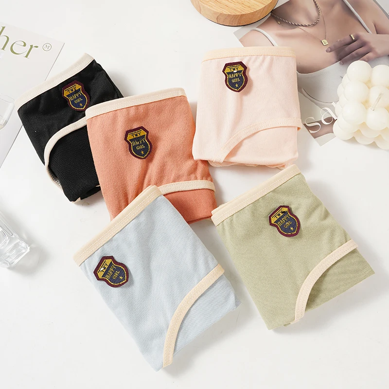 5PCS M-XL Women's Underwear Soft Panties Girls' Solid Color Comfort Briefs Mide Waist Seamless Underpants Female Lingerie