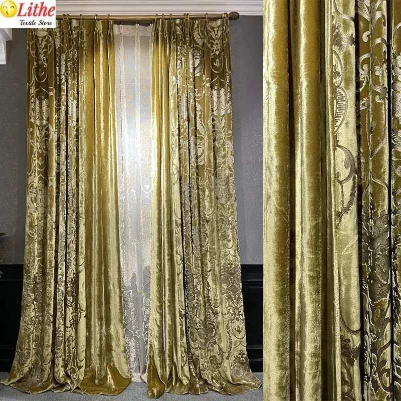 LuxuryVelourCurtainsforLivingRoomAnticoldInsulatingThermal