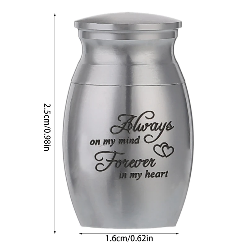 1pc Mini Pet Urn Stainless Steel Cremation Ashes Urn for Pet Dog Cat Bird Ashes Holder Casket Keepsake Memorial 25*16mm cremation urn