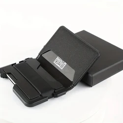 Men's Slim Minimalist RFID Wallet - Scratch Resistant with Money Clip and Removable Card Holder (Black)