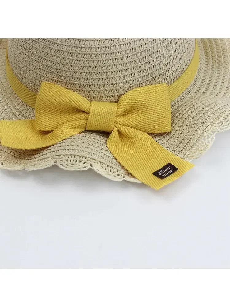 Hat And Bag Set Summer Bow Sweet And Cute Sunshade Sun Hat For Children Straw Cap Beach For Summer sun hat sun protection hat