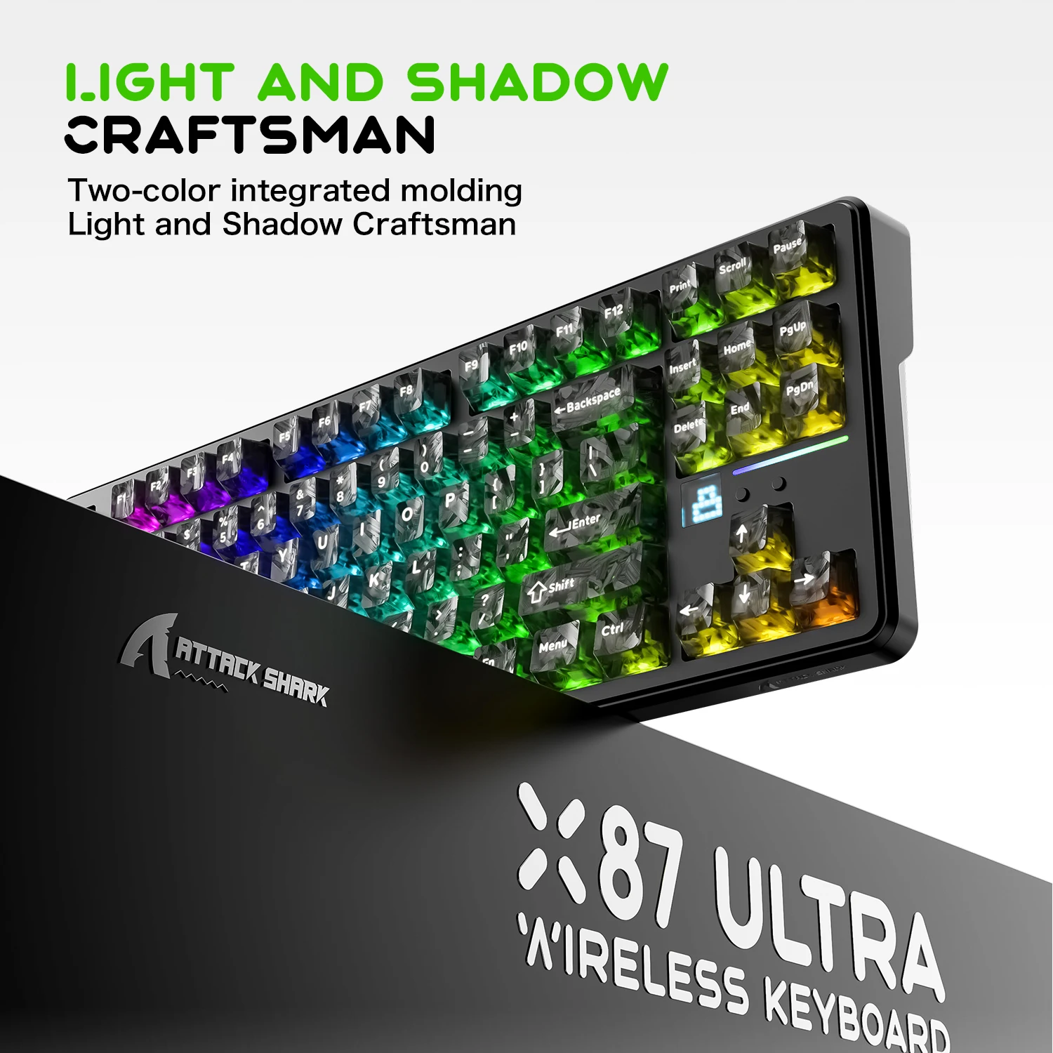 ATTACK SHARK X87 ULTRA 무선 기계식 키보드-듀얼 8K 폴링 레이트 10000mAh 배터리 0.125ms 빠른 반응 핫스왑 가능