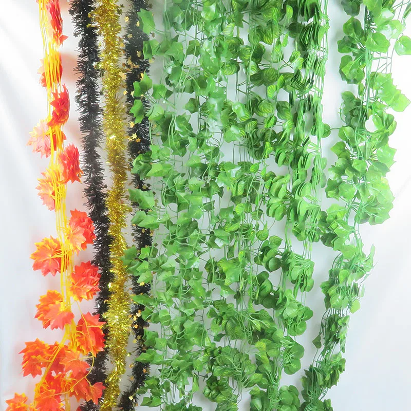 205cm Artificial wall Hanging green plant decor 1-5pcs leaf star home garden decoration F Wedding birthday new year event party