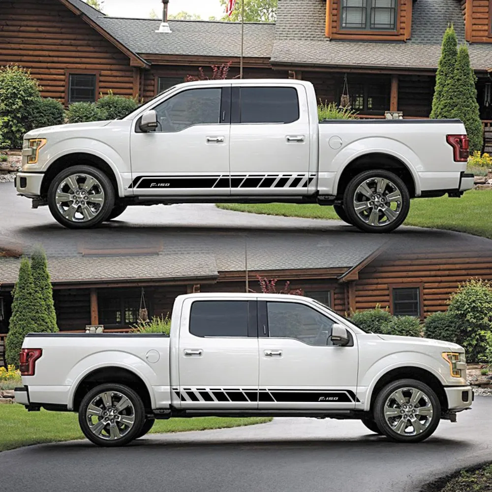 

2PCS Pickup Door Side Skirt Stripe Stickers Racing Sport Vinyl Decals Decoration Auto Accessories For Ford Ranger Raptor F150