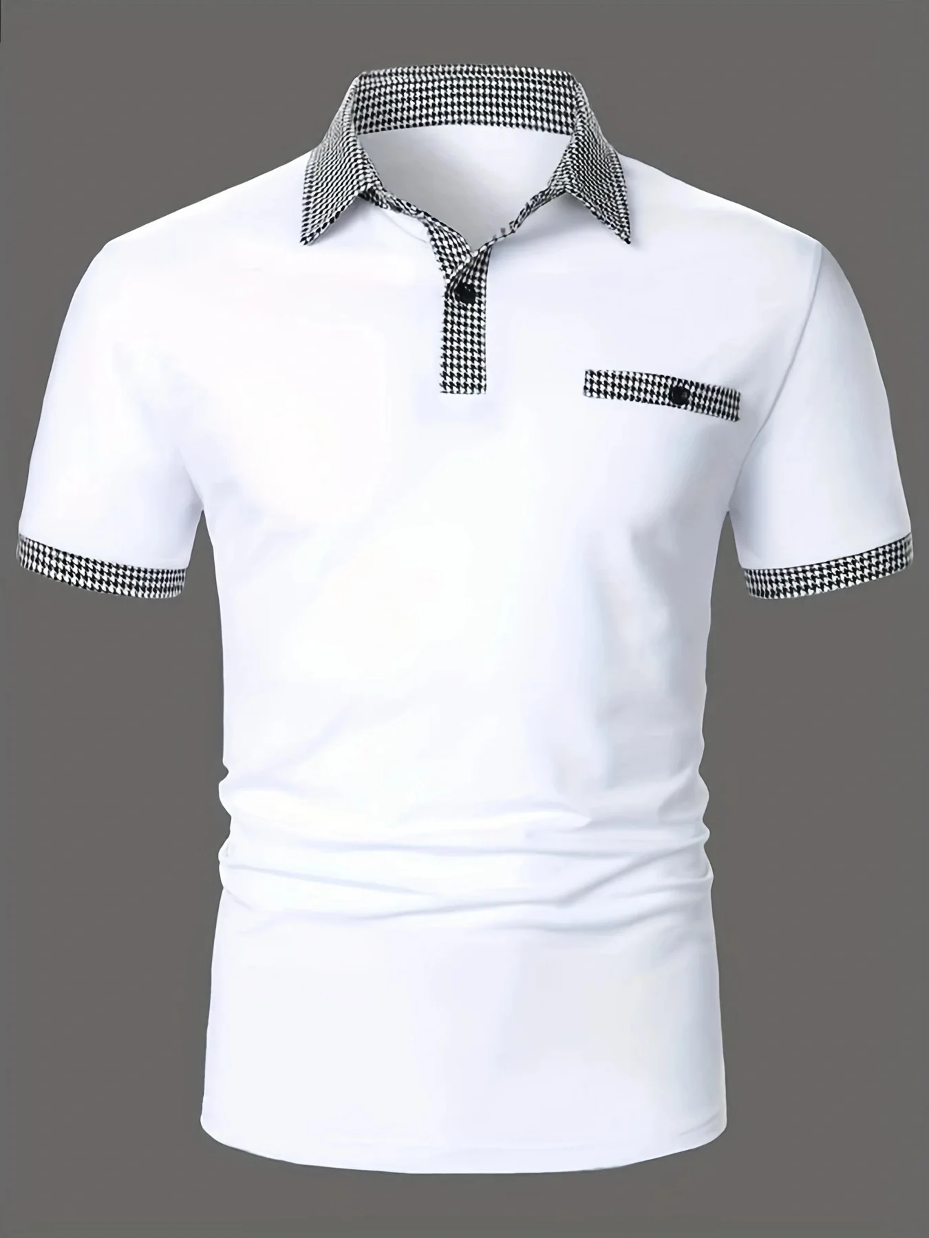 

2023 new summer men's casual solid color slim Polo shirt Fashion business men's clothing lapel classic short sleeve