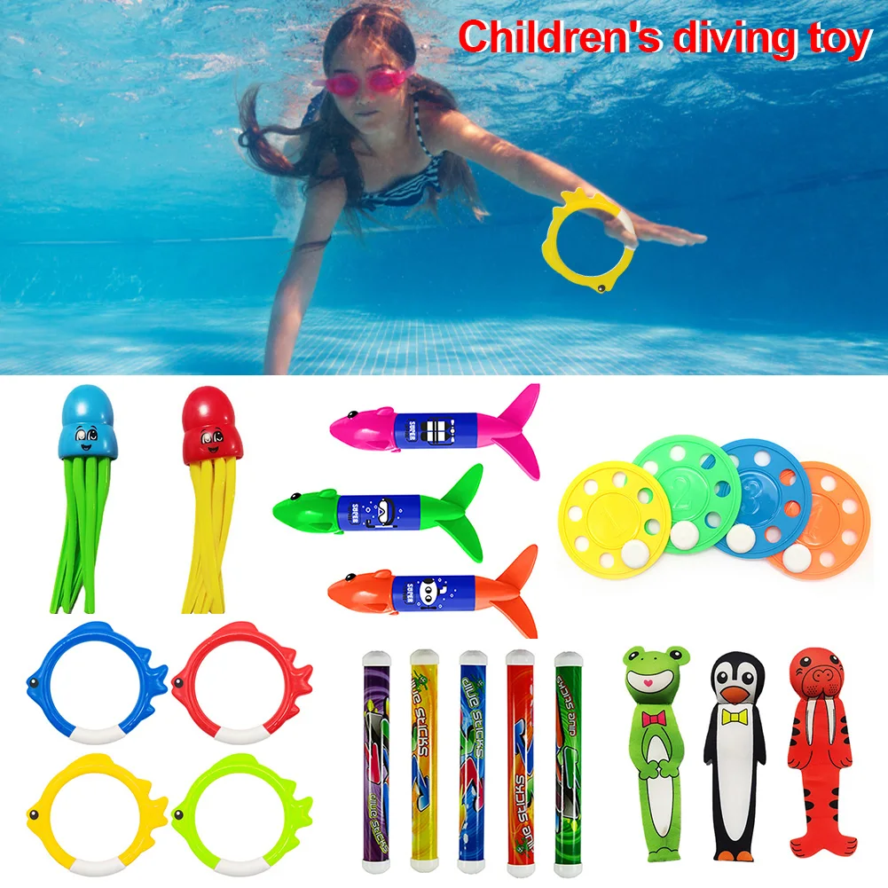 Children's Pool Diving Toy Submersible Torpedo Treasure Hunt Water Toy Swimming Training Tool Summer Outdoor Water Gift Set pool diving toys