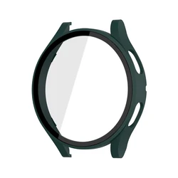 Premium All-Around Hard PC Bumper with Tempered Glass Screen Protector for Galaxy watch 5 44mm (Dark Green)