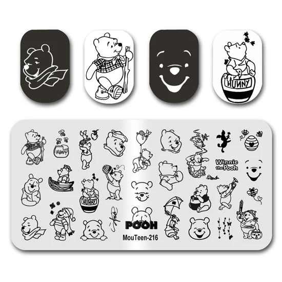 Stamp Plate MouTeen-181 Big Disney Lilo Stitch Nail Stamping Plates Manicure Set For Nail Art Stamper 3