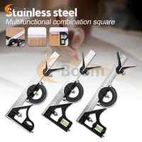 Multifunction Square Angle Ruler High-precision Woodworking Scribing Mark Line Measuring Tools Kit Stainless Steel Durable Level 2