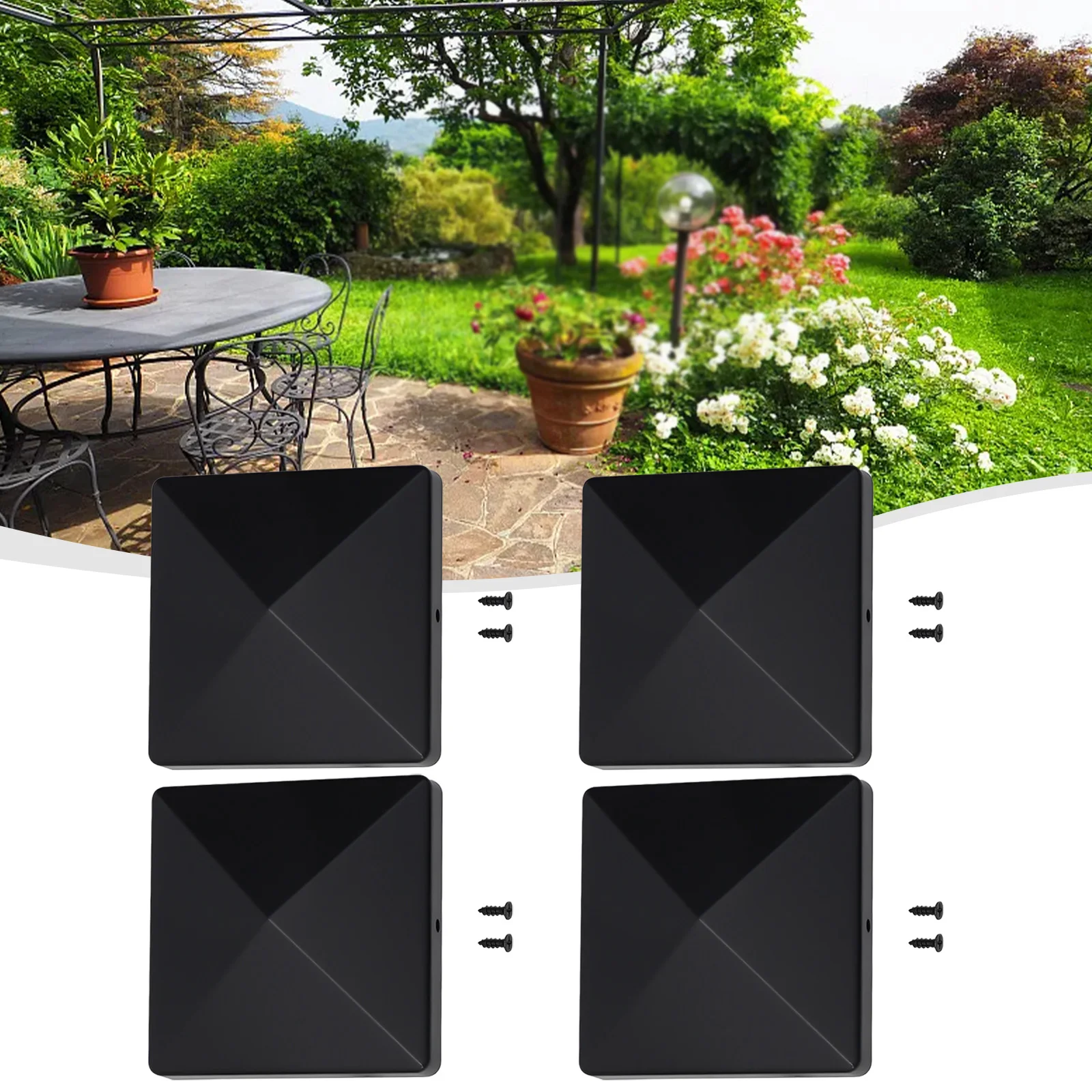 4x4 Inch Black ABS Plastic Fence Post Cap 1/4Pcs to Protect Outdoor Wooden Fence Garden Ornaments