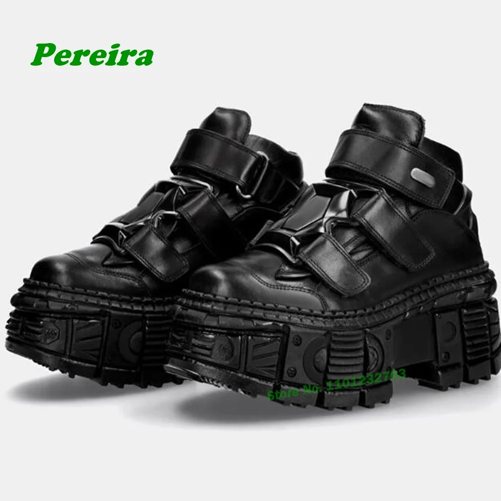 

Retro Black Tank Soled Boots Dark Punk Gothic Metal Decor Women's Boots Spicy Girls Winter Shoes for Men Solid Platform Shoes