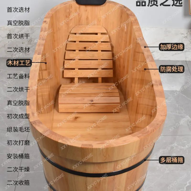 

Whole Body Bath Barrel Household Bath Bucket Sweat Steaming Wooden Barrel Thickened Solid Wood Bathtub