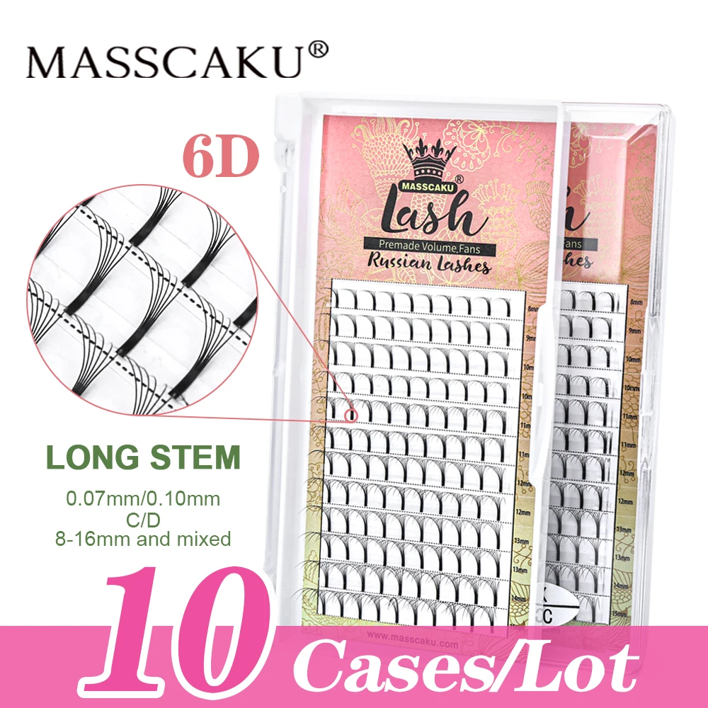 

Eyelash Extension Premade Fans D Curl Long Stem Pre Fan Eyelashes Premade Lash Extensions Fans Volume Lashes（10Pcs/Lot）