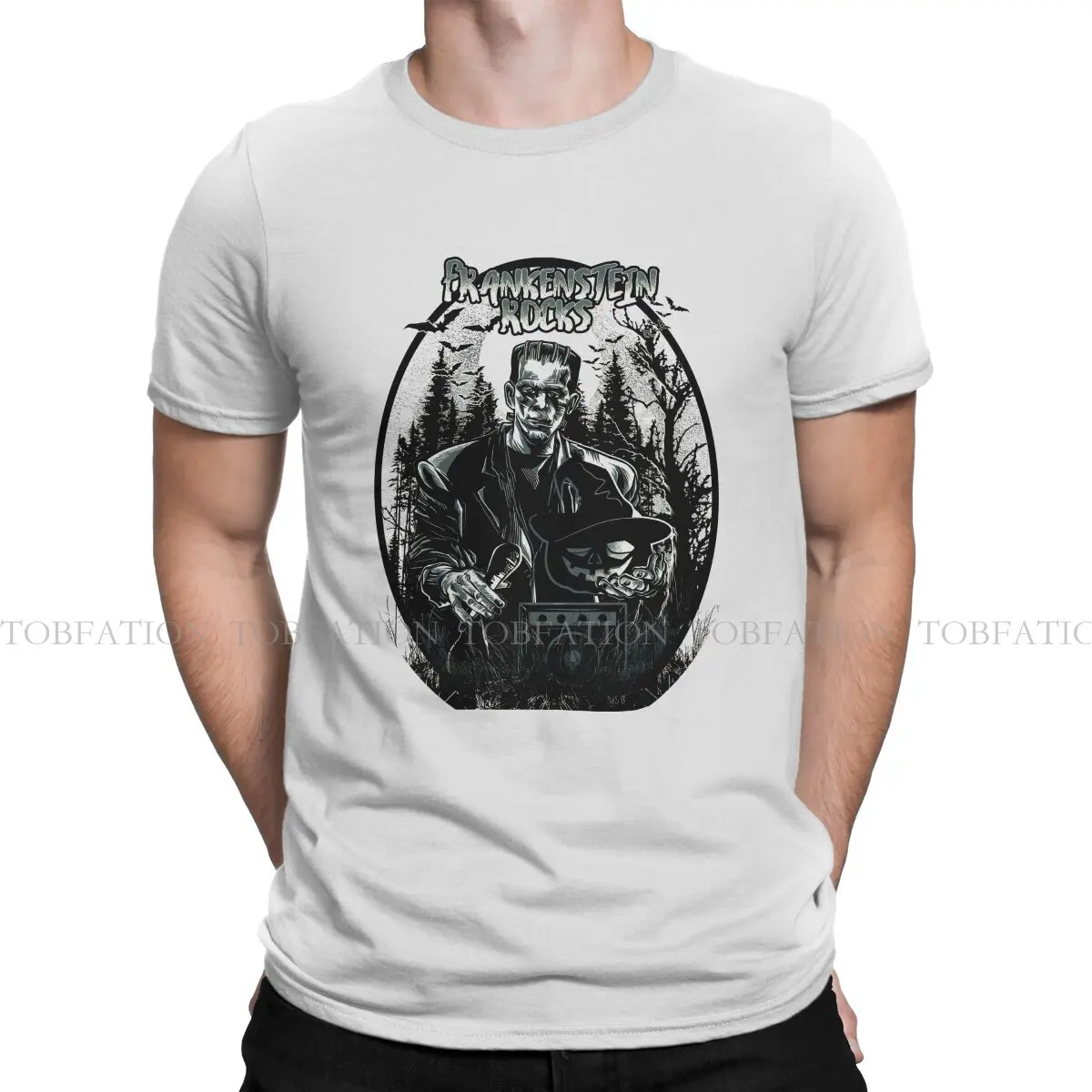 

Оригинальные футболки Frankenstein с принтом скалы Мужская футболка забавная одежда 6XL