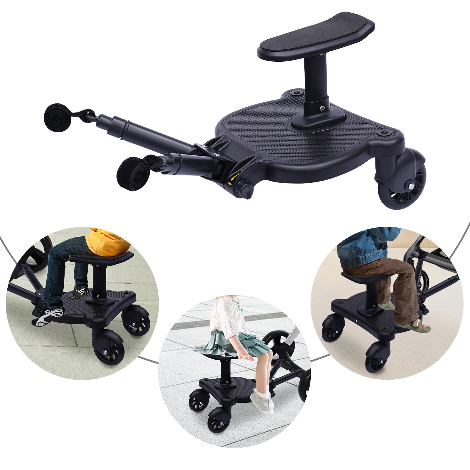 CozyGoo Universal Stroller Board, Buggy Board With Detachable Seat, 2in1 Sit And Stand Stroller Board, Stroller Board Attachment For Toddler, Holds Children Up To 55lbs, Suitable For Most Strollers