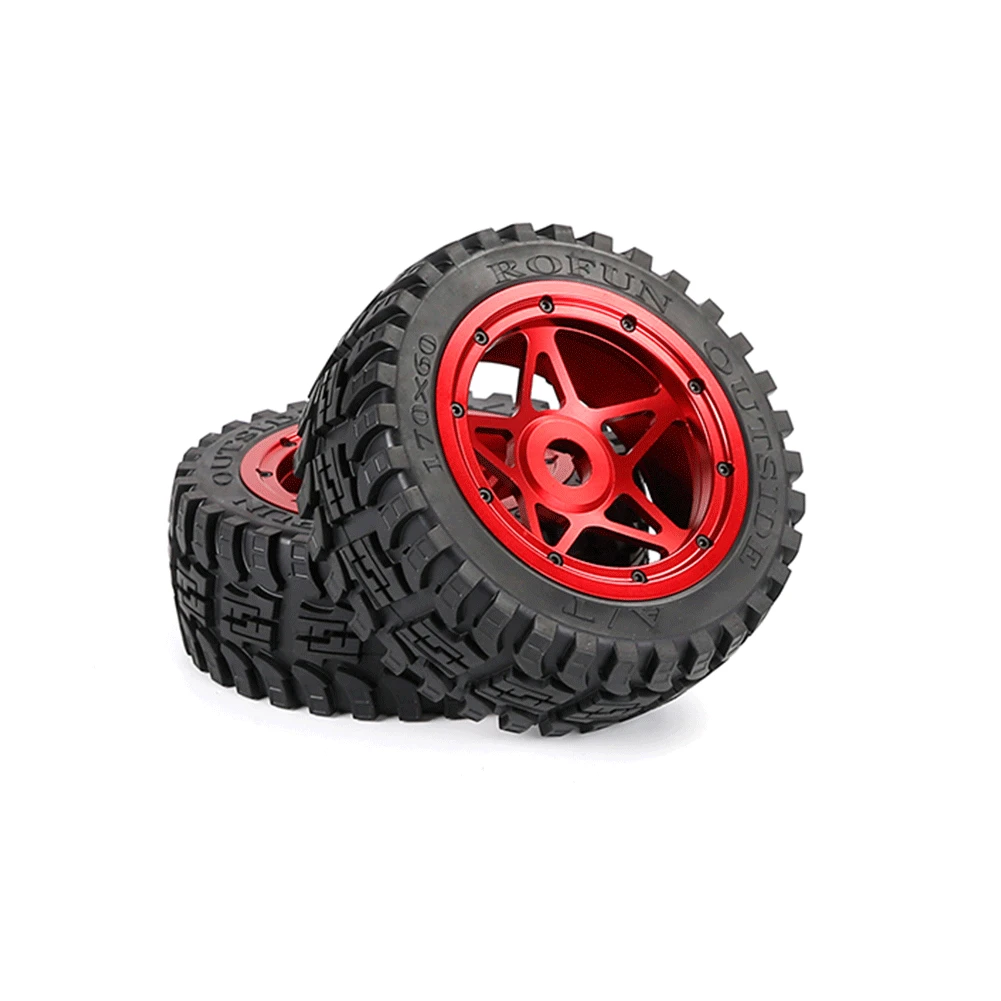 

All Terrain Front or Rear Tire Skin + Alloy Wheel Hub Whole 2pc for 1/5 Rofun Hpi Kingmotor Rovan Baja 5b Ss