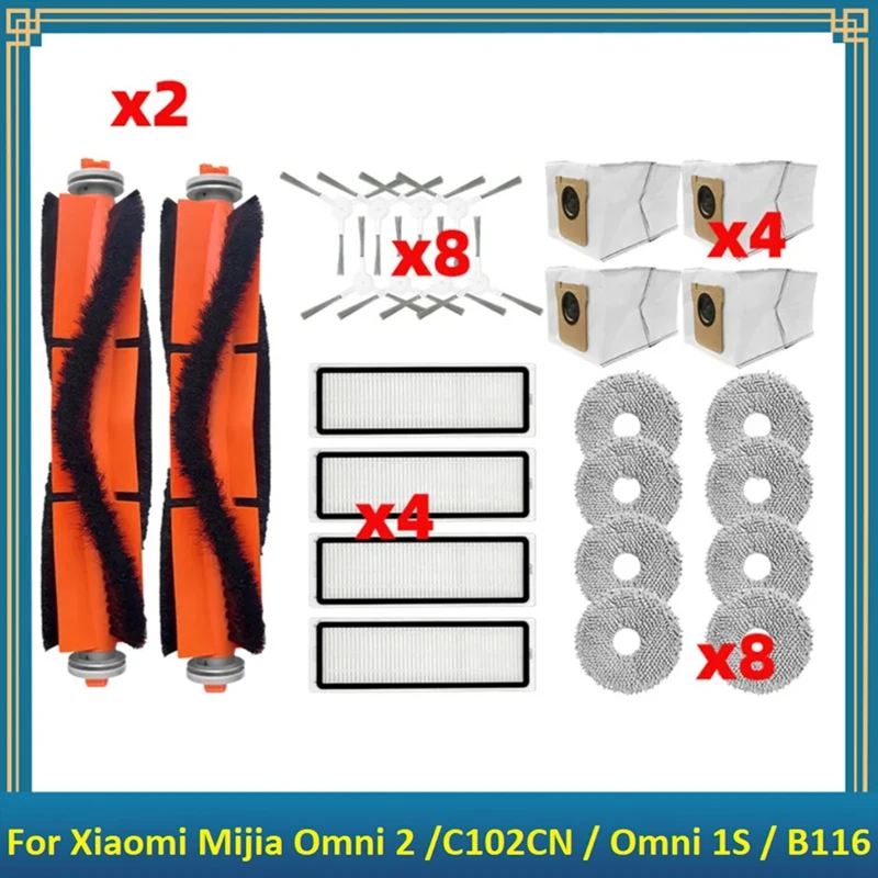 

1Set Replacement Parts For Xiaomi Mijia Omni 2 /C102CN / Omni 1S / B116 Robot Vacuum Main Side Brush Filter Mop Cloths Dust Bag