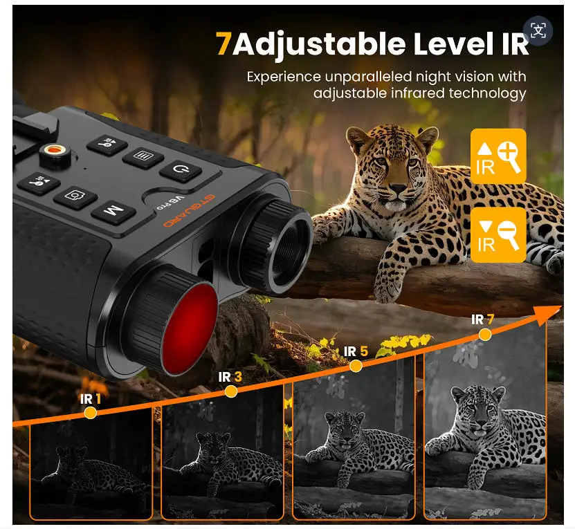 【】새로운 GTGUARD V6 Pro 나이트 비전 고글 4K 1080p HD 쌍안경 IR 나이트 비전 스코프 카메라 8X 디지털 줌 망원경