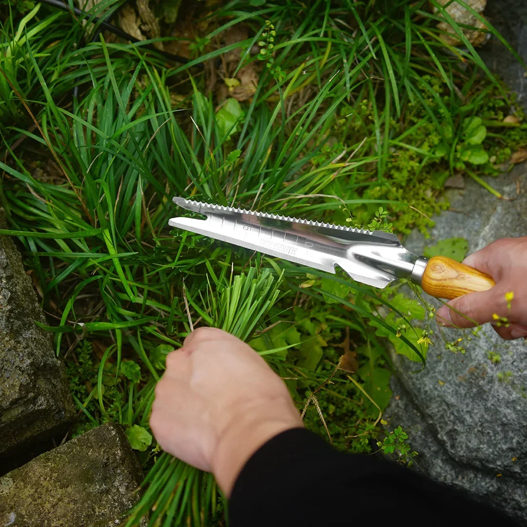 Garden Weeding Tools Stainless Steel Beech Handle Shovel for Stainless Steel Wood Handle Garden Removal Cutter Puller 2
