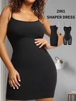 Women Sleeveless Shaper Slim Long Dress Built IN Shaperwear Bra Tummy Control Slip Maxi Shaping Dress 2
