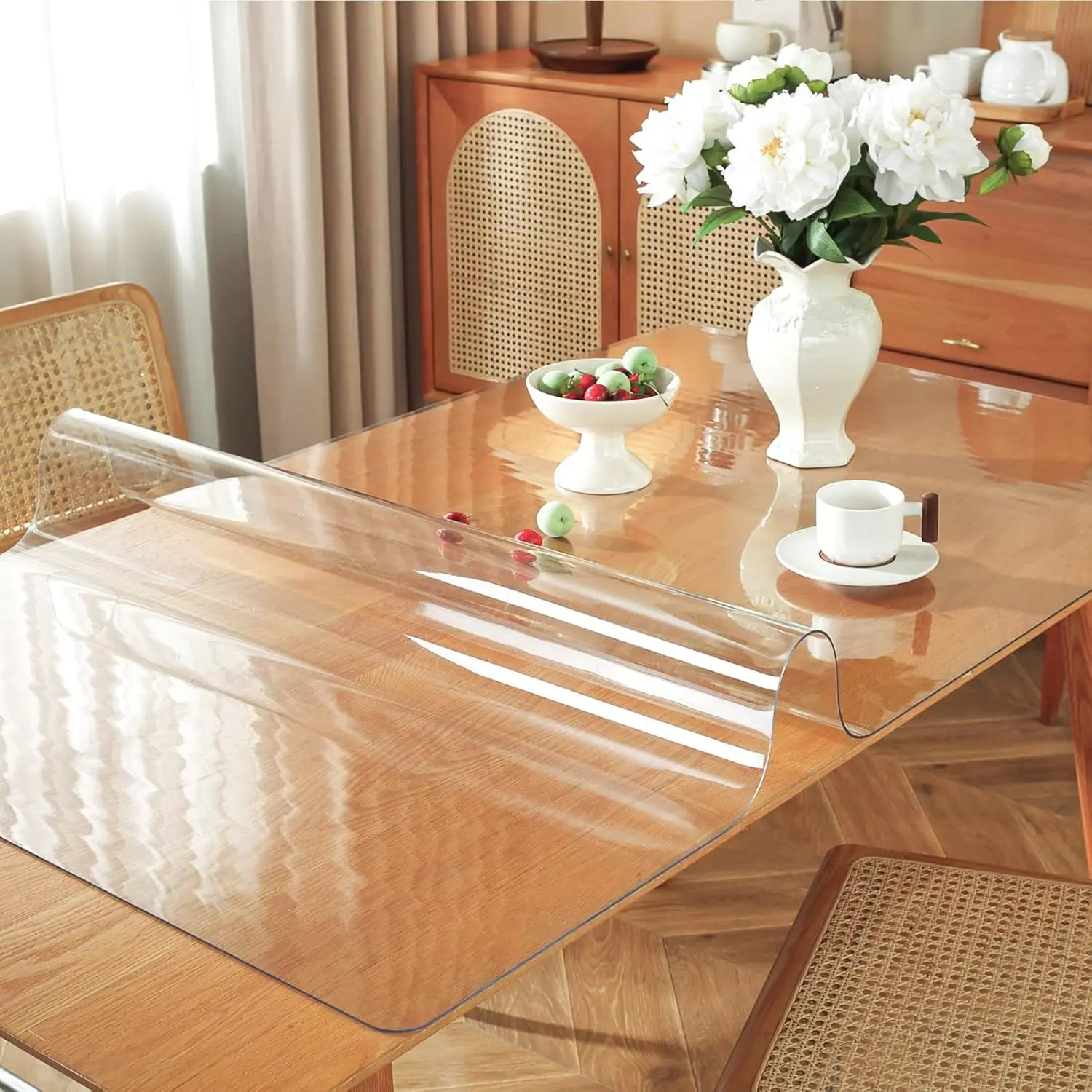 40 x 72 inches, 1.5mm thick transparent desktop protective film, used as a desk pad for desktops, coffee and restaurant tables 2