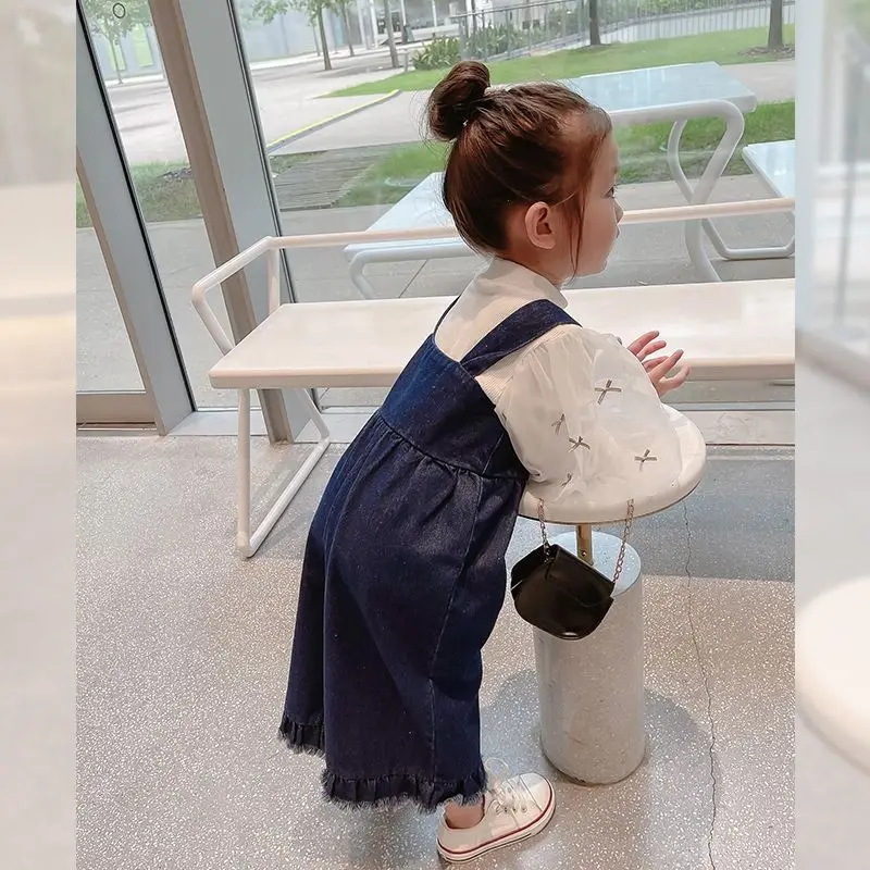 Girls Denim Overalls Autumn Clothing Trousers Girls Fashion Kids Outfit Girls Baby Spring Clothes Wide Leg Pants children overalls pants kids outfits