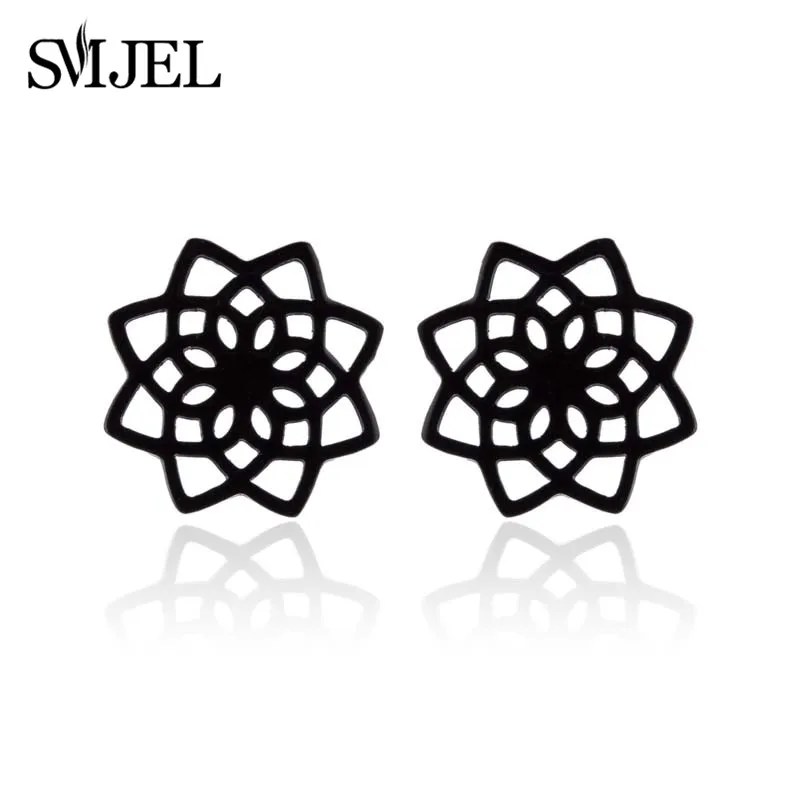Earrings for women golden vintage mandala leaf pineapple trend fairy cup stainless steel punk game controller studs