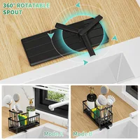 New Space Saving Kitchen Sink Rack Rustproof Self-Draining Sink Organizers Detachable with Dividers Sponge Holder Kitchen Use 6