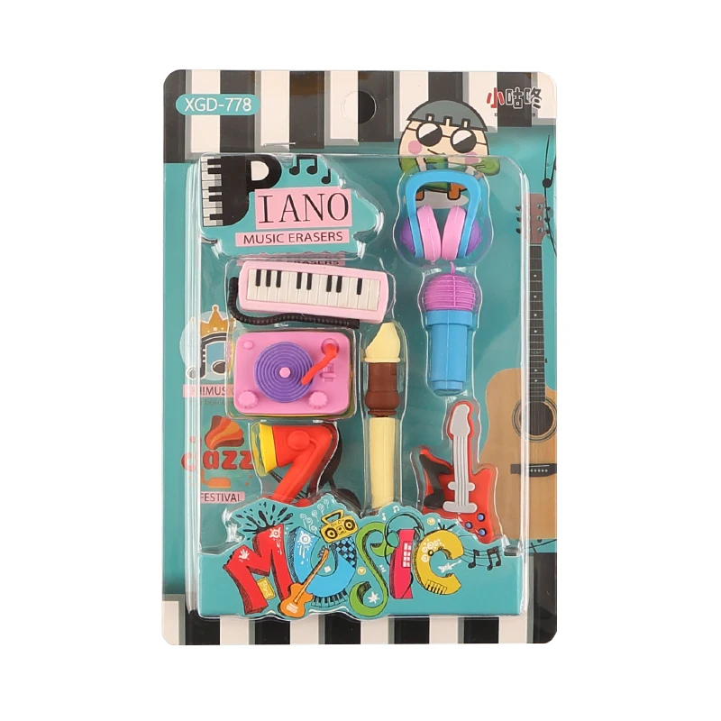 

Musical Instrument Shape Eraser Set High Note Piano Guitar Eraser Student Music Stationery Cute Rubber Erasers For Kids School