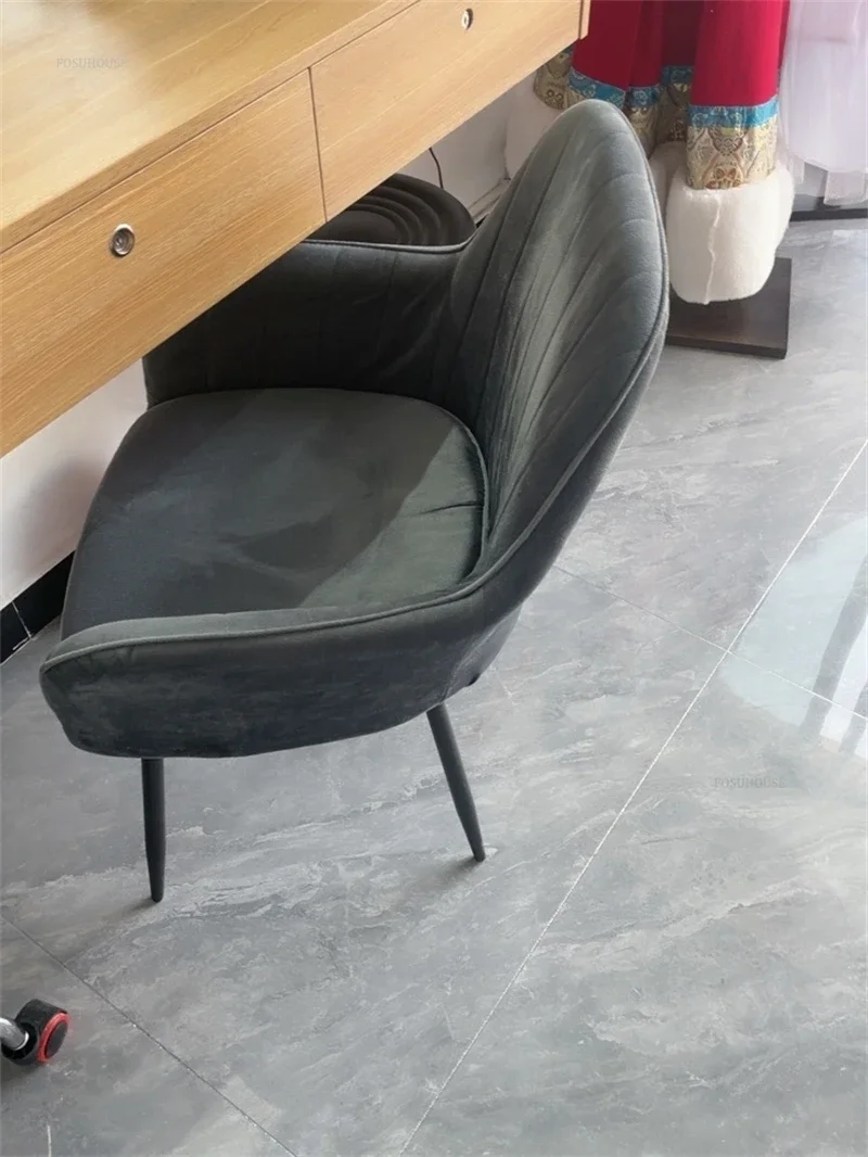 Description Picture 4 of itemNordic Velvet Dining Chair for Kitchen Furniture Home Dining Room Chairs Light Luxury Casual Backrest Dressing Manicure Chair