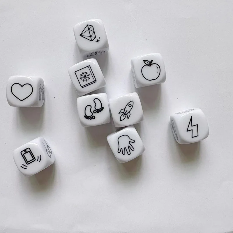 Story Dice Gioco da tavolo Puzzle Racconto storie Famiglia/Festa/Amici Genitori con borsa - immagine 6
