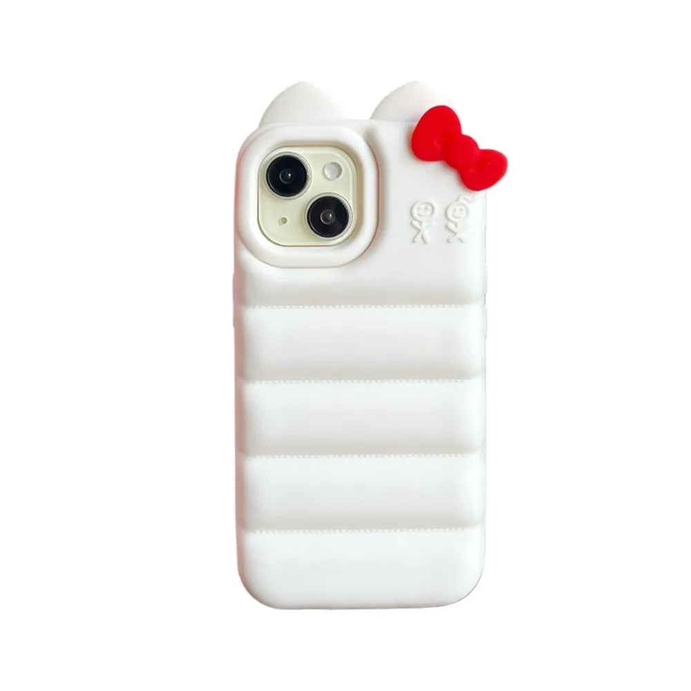 3D Niedliche Katzenohren-Schleife Weiche Silikon-Handyhülle für Apple iPhone 18 Pro Max 17 13 14 15 16 Die Puffer-Stoßfeste Schutzhülle
