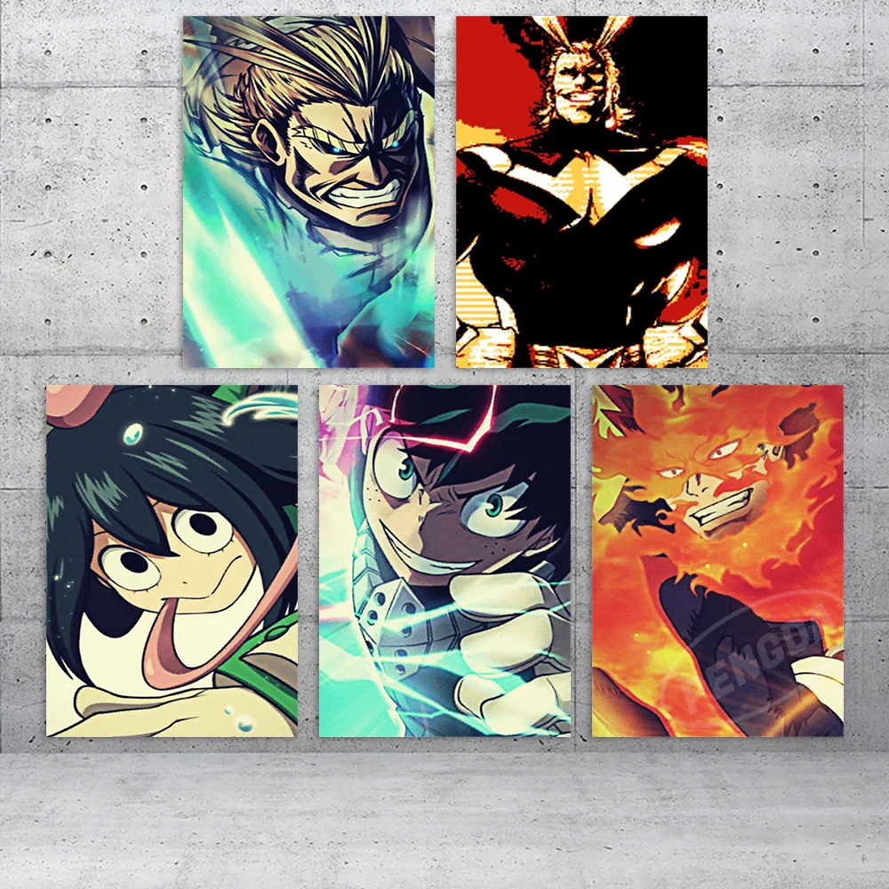 

Canvas My Hero Academia Poster Painting Kaminari Denki Wall Art Prints Tokoyami Fumikage Modular Pictures Anime Home Decoration