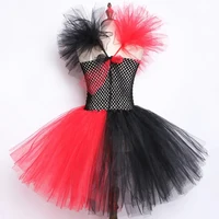 Costumes de reine rouge de cœur pour filles, déguisement de noël et d'halloween pour enfants, tenue de carnaval avec couronne dorée, baguette d'amour 4