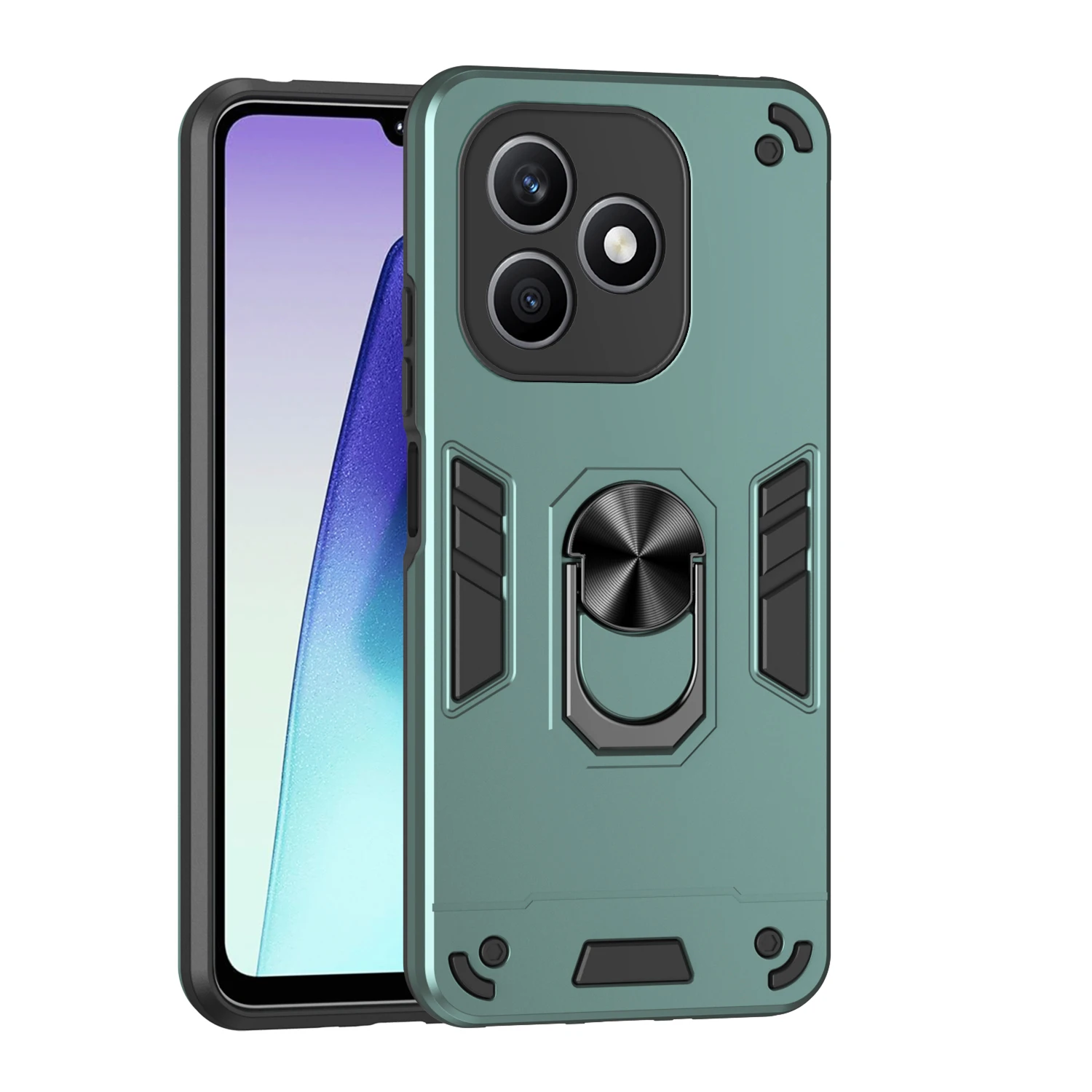Carbon Fiber Pattern Fold Stand Case with 360° Ring Bracket and Anti-Shock Back Cover