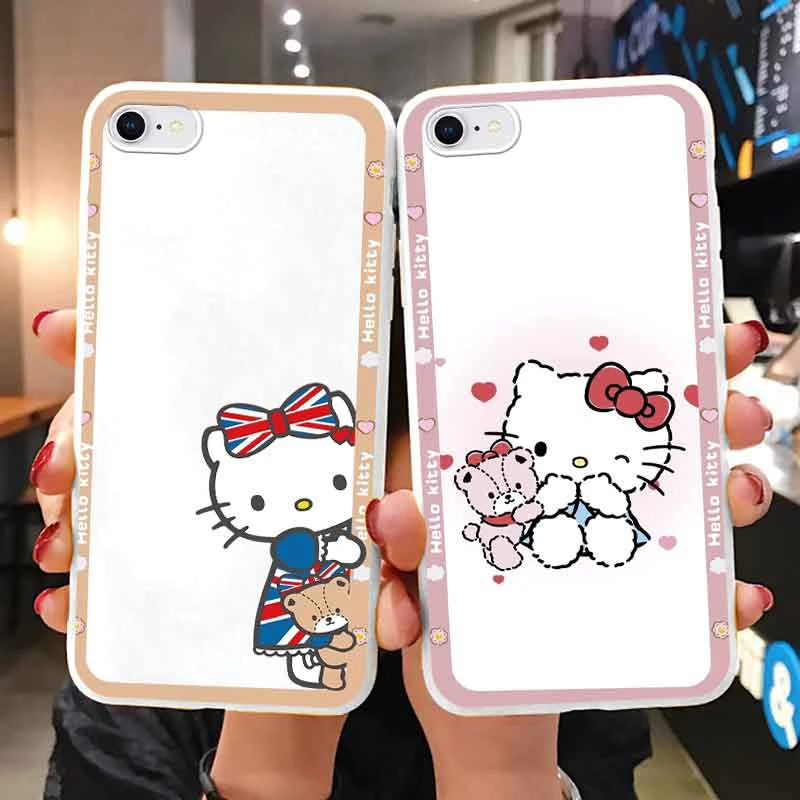 Silicon Cell Phone Case Phone Case Cell Phone Case Phone Case for Apple iphone 6 7 8 Plus SE Girls Anti-drop Cartoon Cinnamoroll Kuromi Hello Kitty Silicone Printed Cover