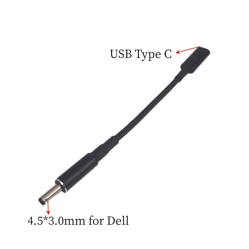 ממיר סוג C למתאם תקע 4.5x3.0mm כבל טעינה מהירה USB C PD בעוצמה של 100W עבור מטען למחשב נייד HP / Dell DC 4.5*3.0