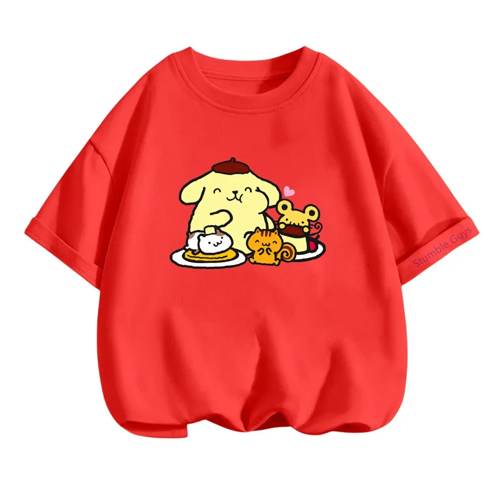 Pom Pom Purin Tshirt Set Kids Cartoon Casual Summer Teen Short-sleeved Girls T-shirt Men Clothes Boys Hello Kitty Clothing 5
