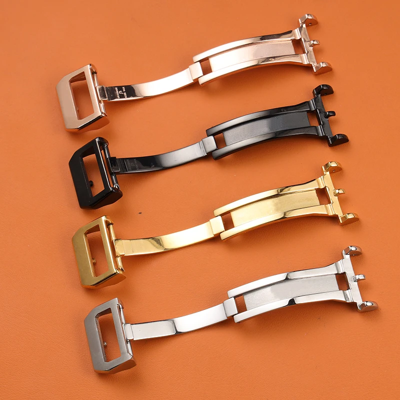 18mm Stainless Steel Folding Clasp for IWC Pilot Mark Portuguese PORTOFINO Little Prince Rubber Leather Strap Deployment Buckle