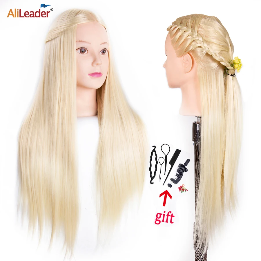 BlondeSyntheticHairMannequinHeadforBraidTrainingProfessional