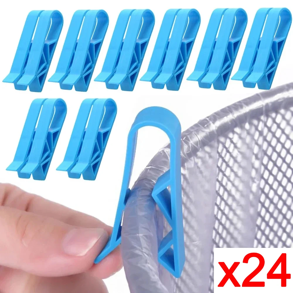 

24/2pcs Waste Basket Fixation Clip Practical Garbage Bag Anti-Slip Holder Clamp Garbage Bag Fixed Clip Snack Bag Sealing Tools