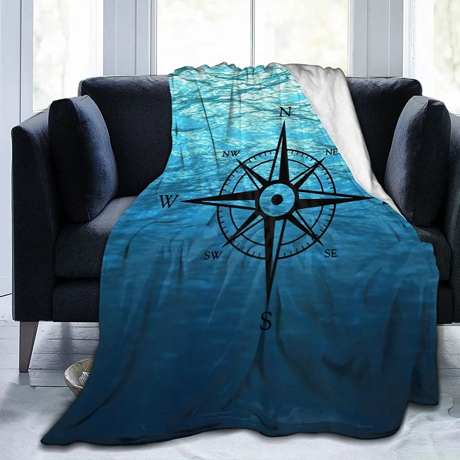 Nautical Sailing Compass Ultra Soft Micro Fleece Blanket Woolen Woollen