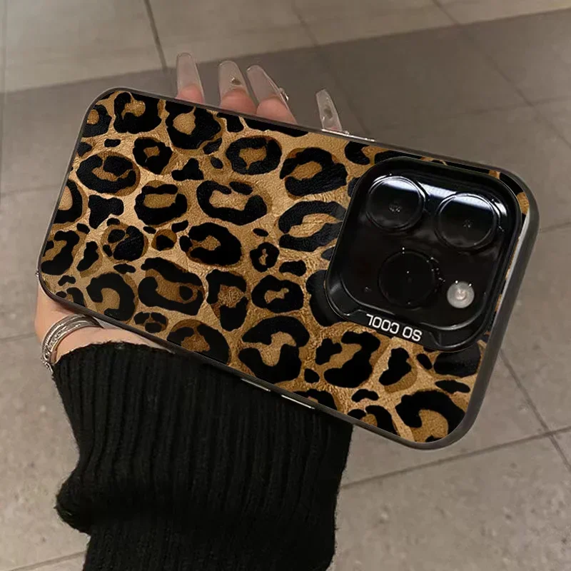 Brown Leopard Anti-Drop Armor Phone Case with Lens Protection