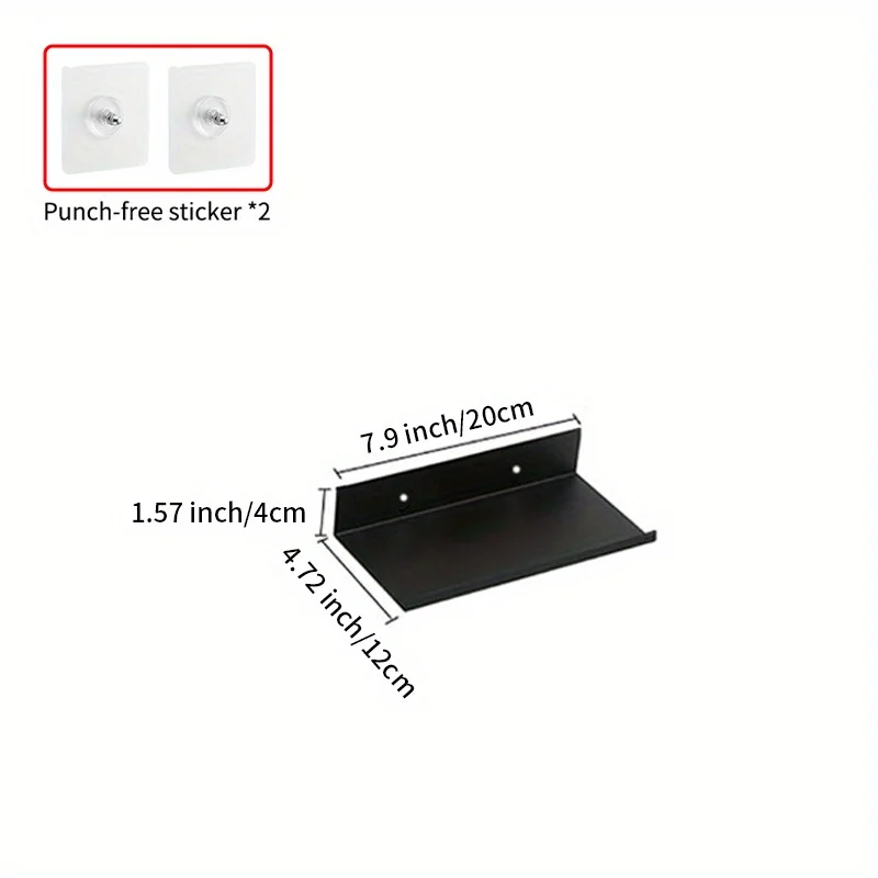 Floating Shelves Punch Free For Wall Storage Self-adhesive Rack Kitchen Home Decor Bathroom Accessorie Modern Matt Black