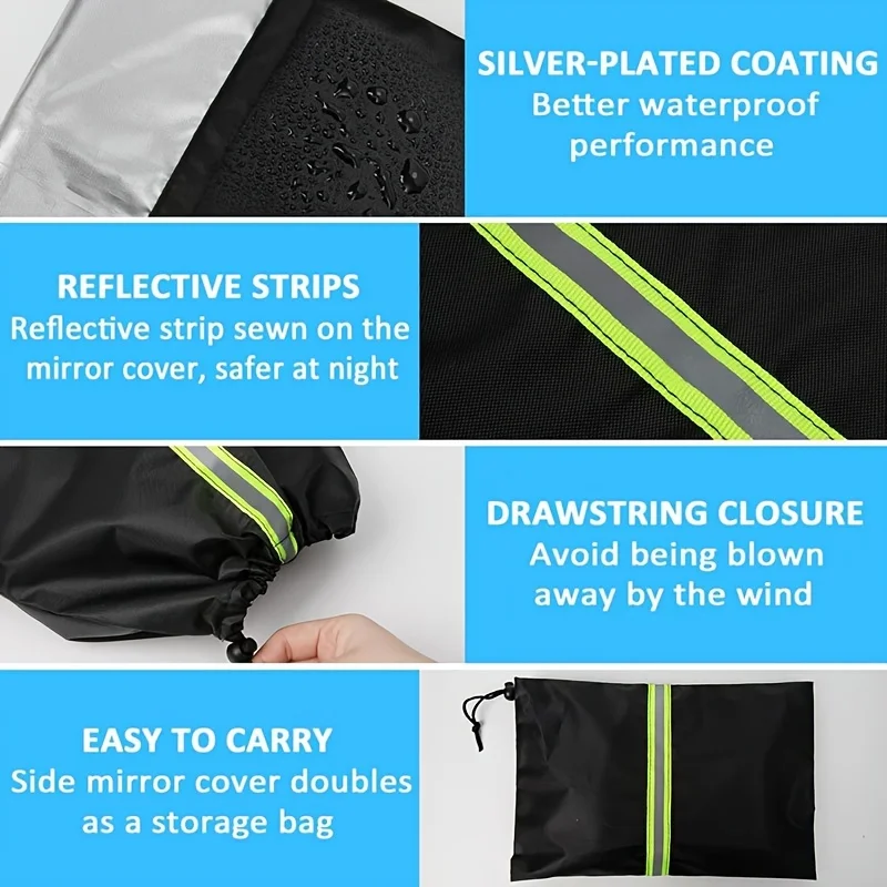 Waterproof Side Mirror Covers Auto Rearview Protection Cover Reflective Strip For Car Vehicle Winter Freeze Frost 1 Pair rearview mirror protector rearview mirror cover