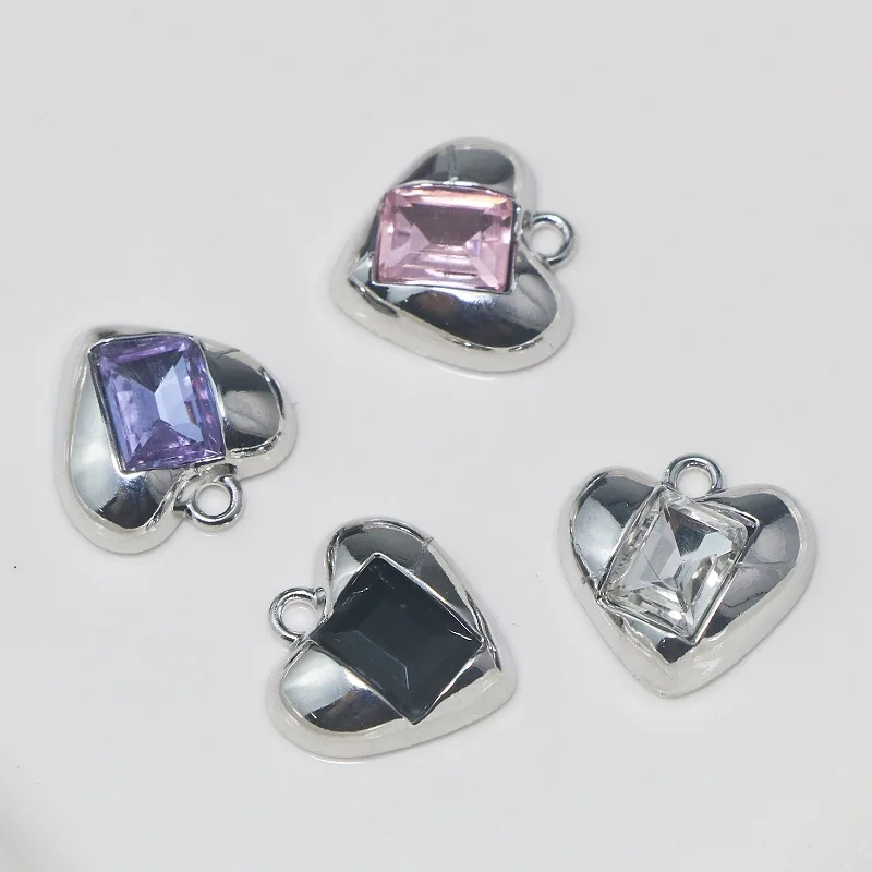 

5Pcs Geometry Crystal Hearts Charms Alloy Pendant for Jewelry Making Diy Earrings Necklace Supplies Accessories Wholesale