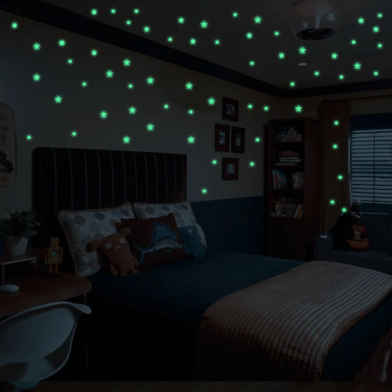 1Set Luminous Wall Stickers Glowing Paster Fluorescent Wall Decals for Kids Rooms Dots Stars Ceiling Glow In The Dark Home Decor